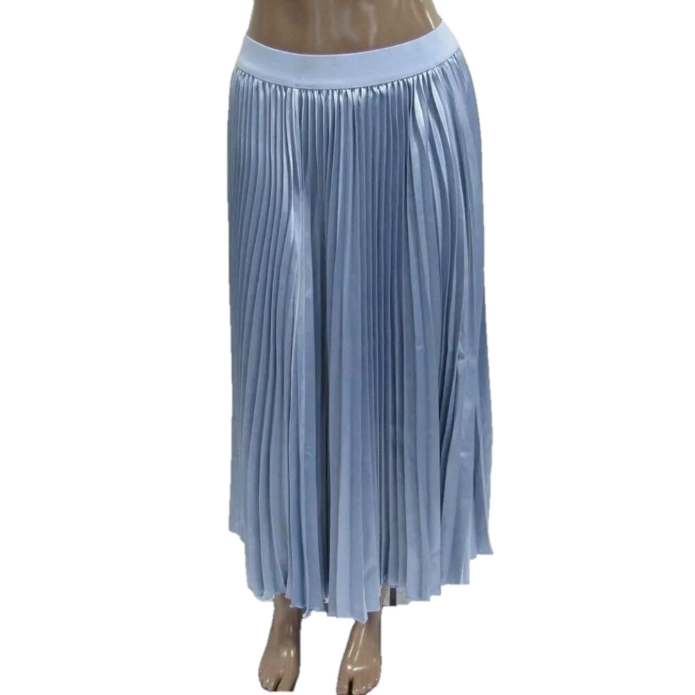 Anthropologie Light Blue Pleated Midi Skirt